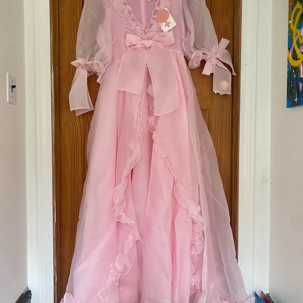 Selkie Ballerina Marie Gown! Elegant Pink Sheer Ruffle Gown